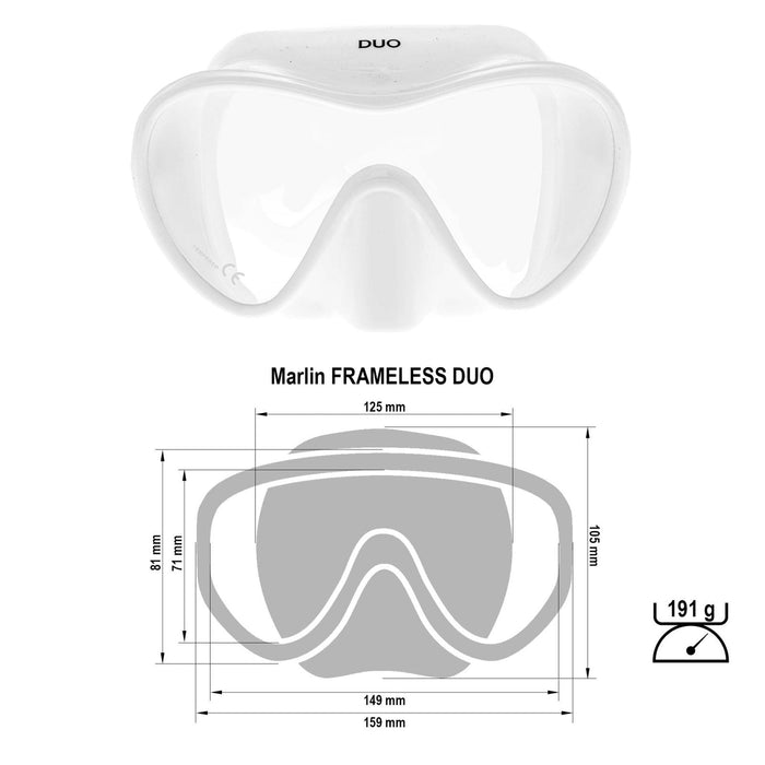 Diving Mask Frameless Duo White Marlin 117428