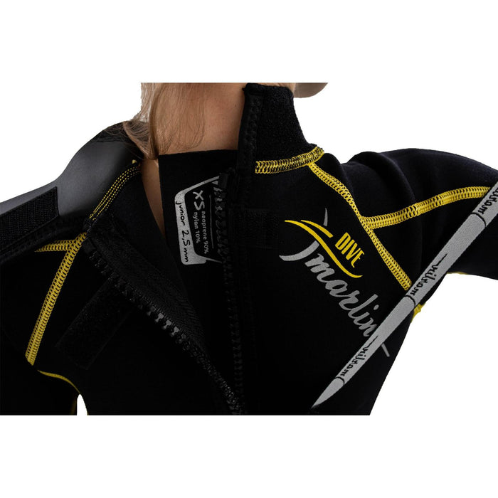 Snorkeling Wetsuit Malibu Kids 2.5mm Black-Yellow Size S Marlin 118327