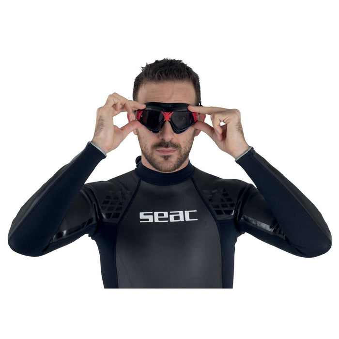 Swimming Mask Sonic Black-Red Smoked Lenses Seac 152-30NR-SBL