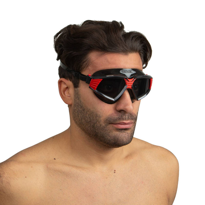 Swimming Mask Sonic Black-Red Smoked Lenses Seac 152-30NR-SBL