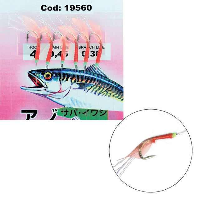 Aparejos sabiki con piel de camarón rosa resistente 20 uds №4 Expert Predator 1956004