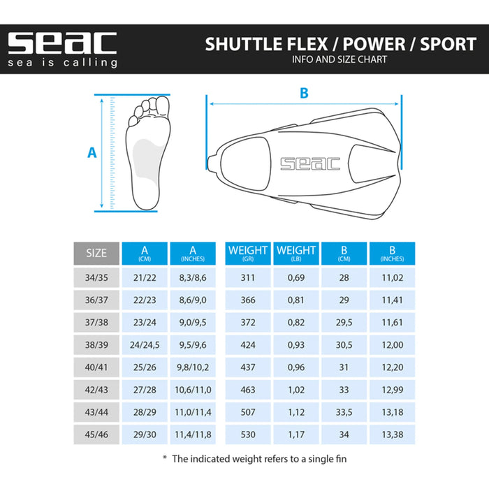 Aletas de Snorkel SEAC Shuttle Power