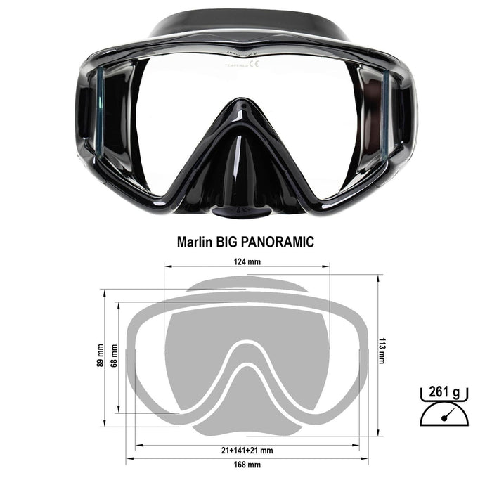 Diving Mask Big Panoramic Black Marlin 9897