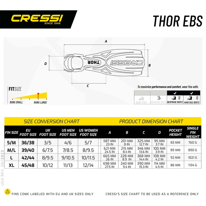 Aletas para Buceo Thor EBS Cressi