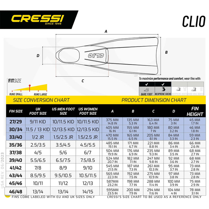 Snorkeling and Swimming Fins Clio Cressi