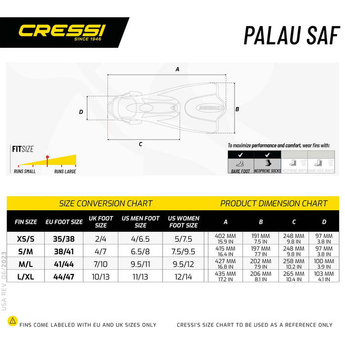 Aletas para Snorkel y Natación Palau SAF Cressi